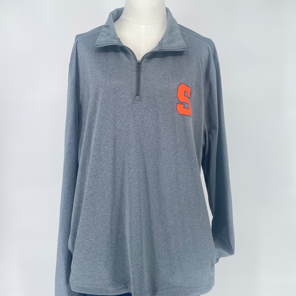 Champion Tops - Champion Syracuse University Pullover Quarter Zip Long Sleeve Gray Women's XL